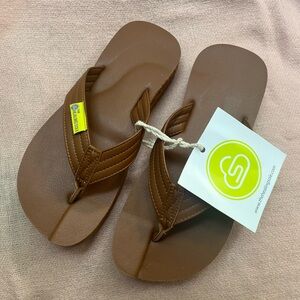 The Healing Sole Flip Flops Sandals Brown Leather | Unisex - Women 9.5 - Men 8